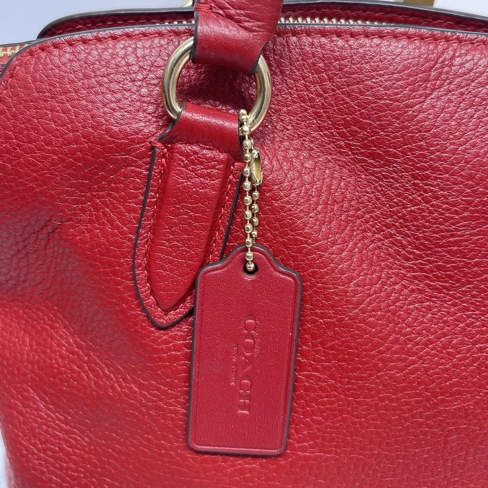 Coach Remi 1317 Satchel True Red Pebbled‎ Leather Crossbody Handbag Preowned